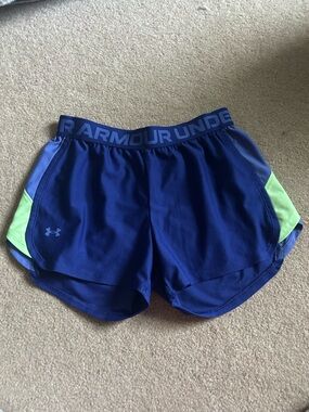 Under Armour Women's Navy Athletic Shorts with Lime Accents